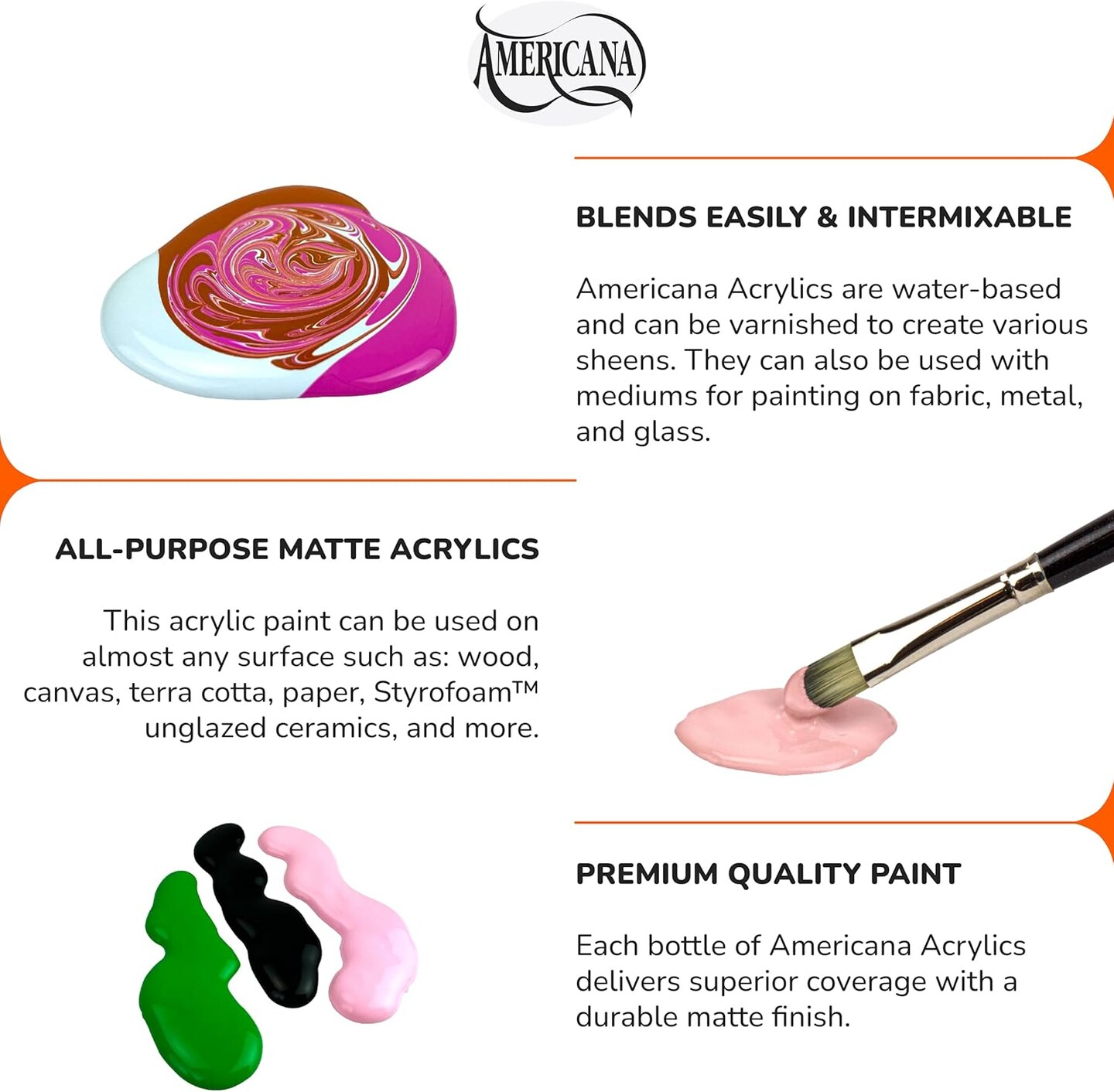 Acrylics Paint, Set of 18 Popular Colors, 2 fl oz Bottle (Pack of 18)