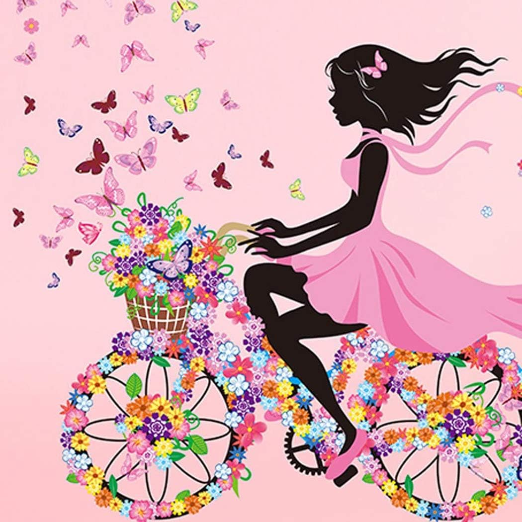 Girl Wall Decals for Kids Room | Wall Art Stickers with Butterflies and Flowers for Girls Bedroom Decor | Peel and Stick Girls Room Decorations for Nursery or Playroom