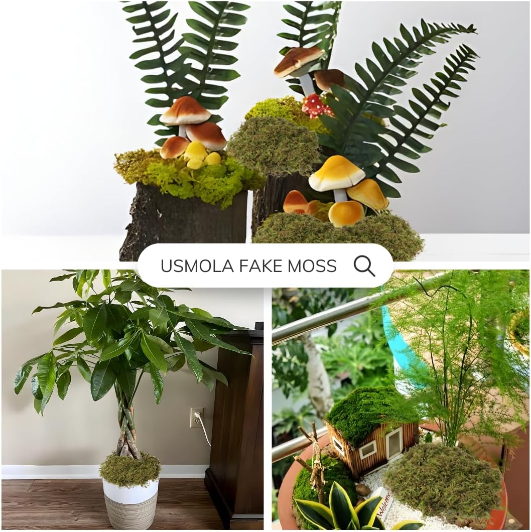 Fake Moss, 8 OZ Green Moss for Potted Plants, Artificial Moss for DIY Crafts Home Decor Table Centerpieces Wedding Decoration