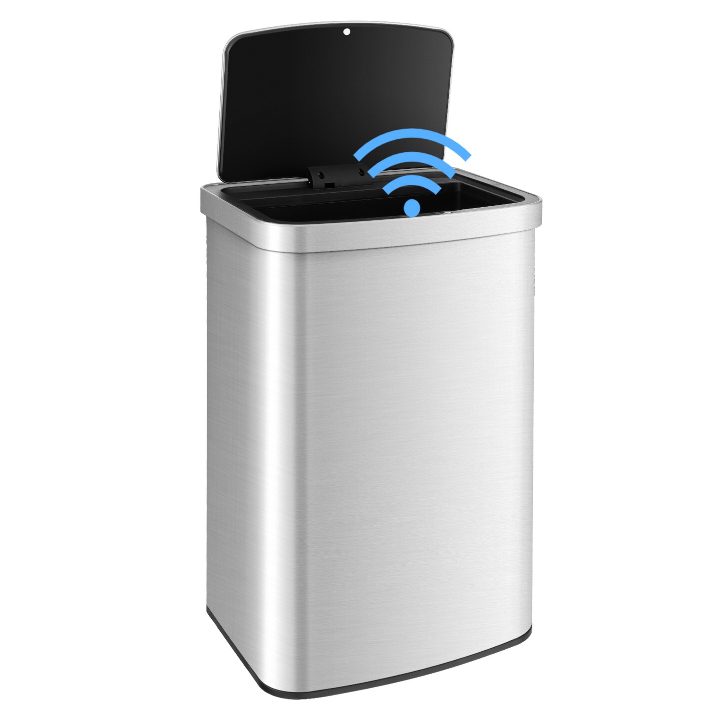 13-Gallon Stainless Steel Motion Sensor Trash Can with Lid &#x2013; Silver