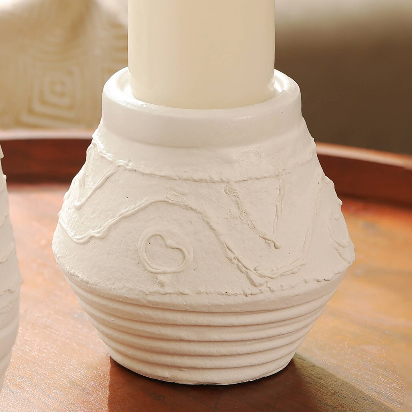 Organic Pattern Terracotta Candle Holder &#x2013; 5.2 X 5.2 X 5.5&#x201D; &#x2013; Rustic Candle Stand for Ambient Lighting