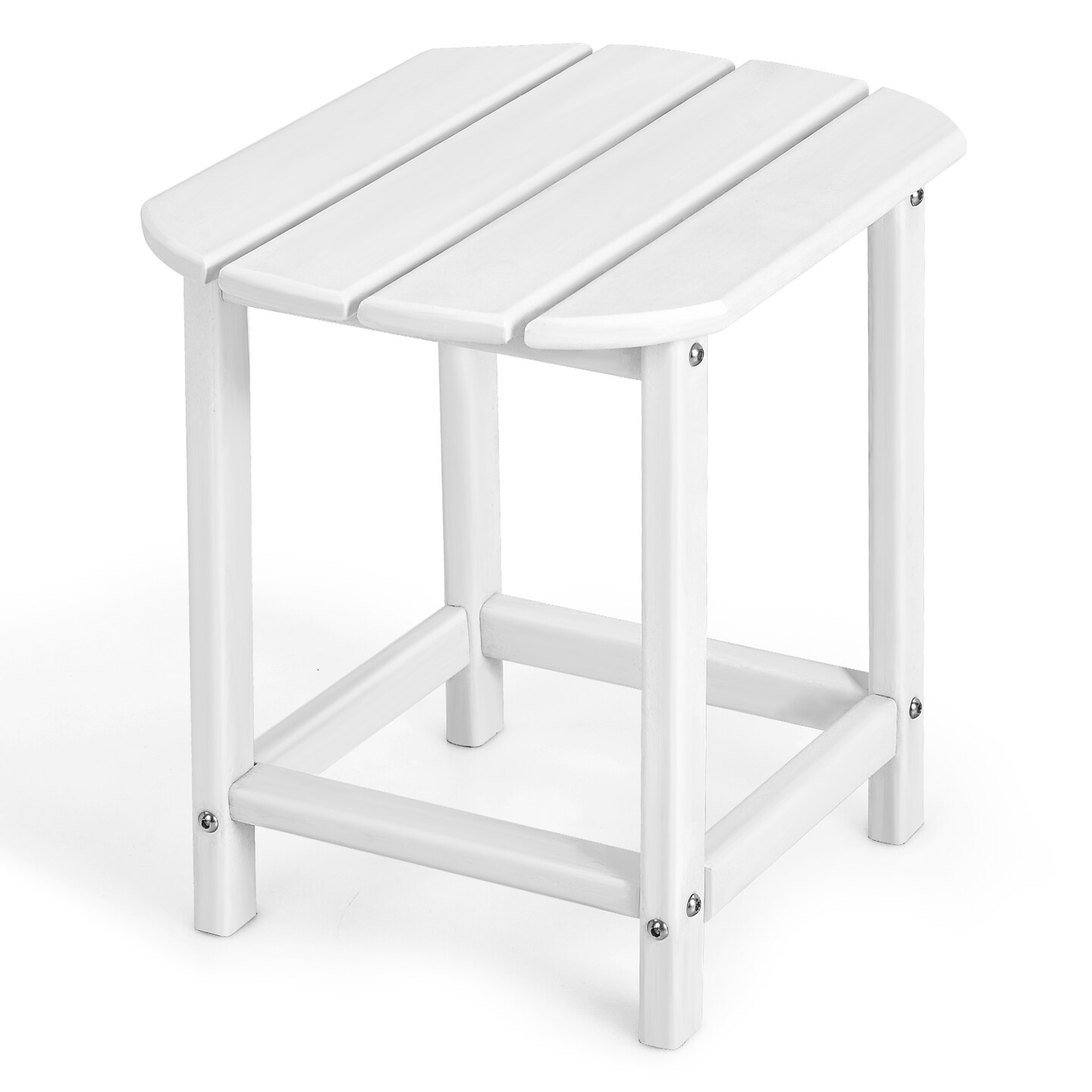 White HDPE Adirondack Outdoor Patio Side Table Set of 2 with Folding Design