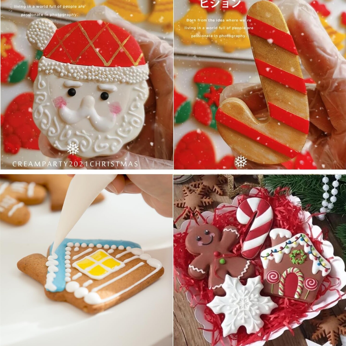 Christmas Cookie Cutters, 8PCS Holiday Cookie Cutter Shapes - Snowman,Christmas Tree,Gingerbread Man,Candy Cane,Snowflake,Santa Face,Christmas House, Winter Glove Cookies Mold