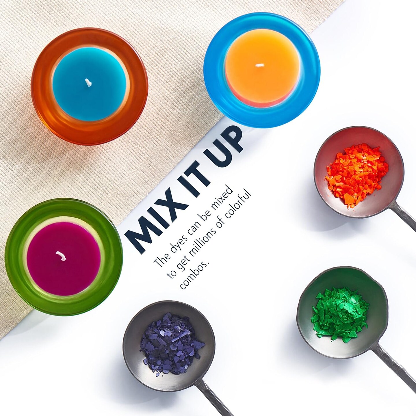 Candle Dyes for Soy Candle Making - Wax Сolor Dye Color Chips for Soy Wax - 16 Popular Colors Wax Dye Flakes