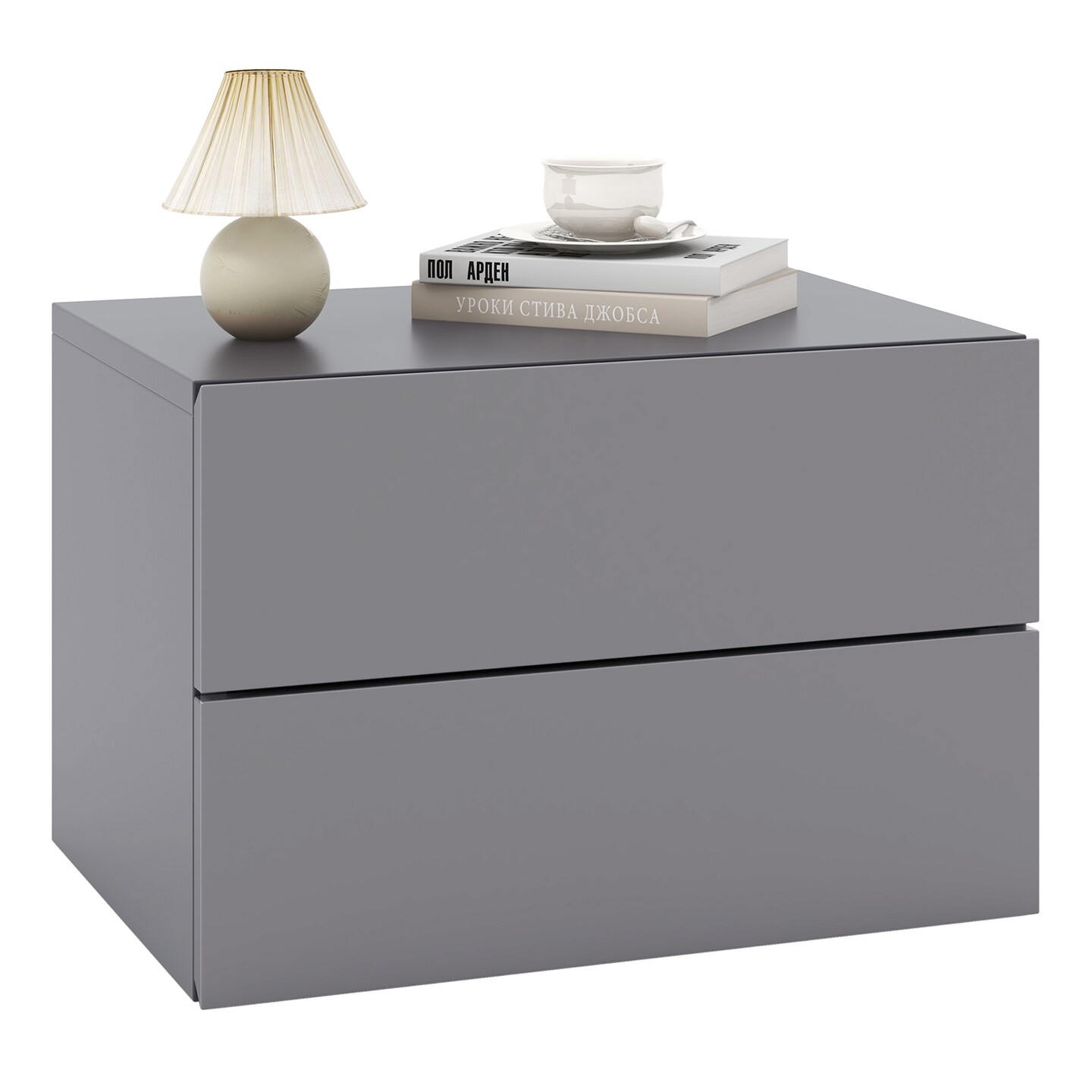Floating Nightstand with 2 Drawers, Wall-Mounted and Modern Design