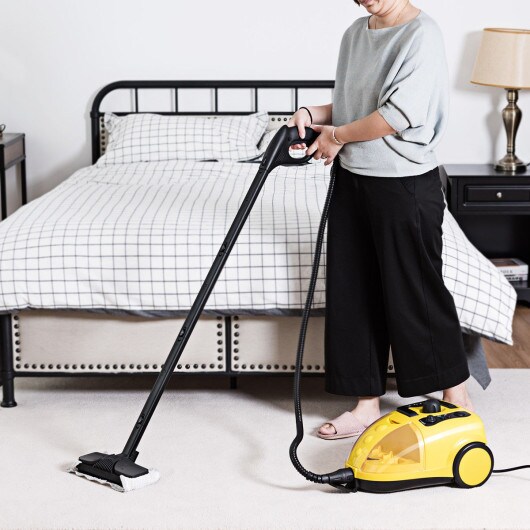 Yellow 1500W Heavy Duty Mop Multi-Purpose Steam Cleaner with 65 Ounce Water Tank