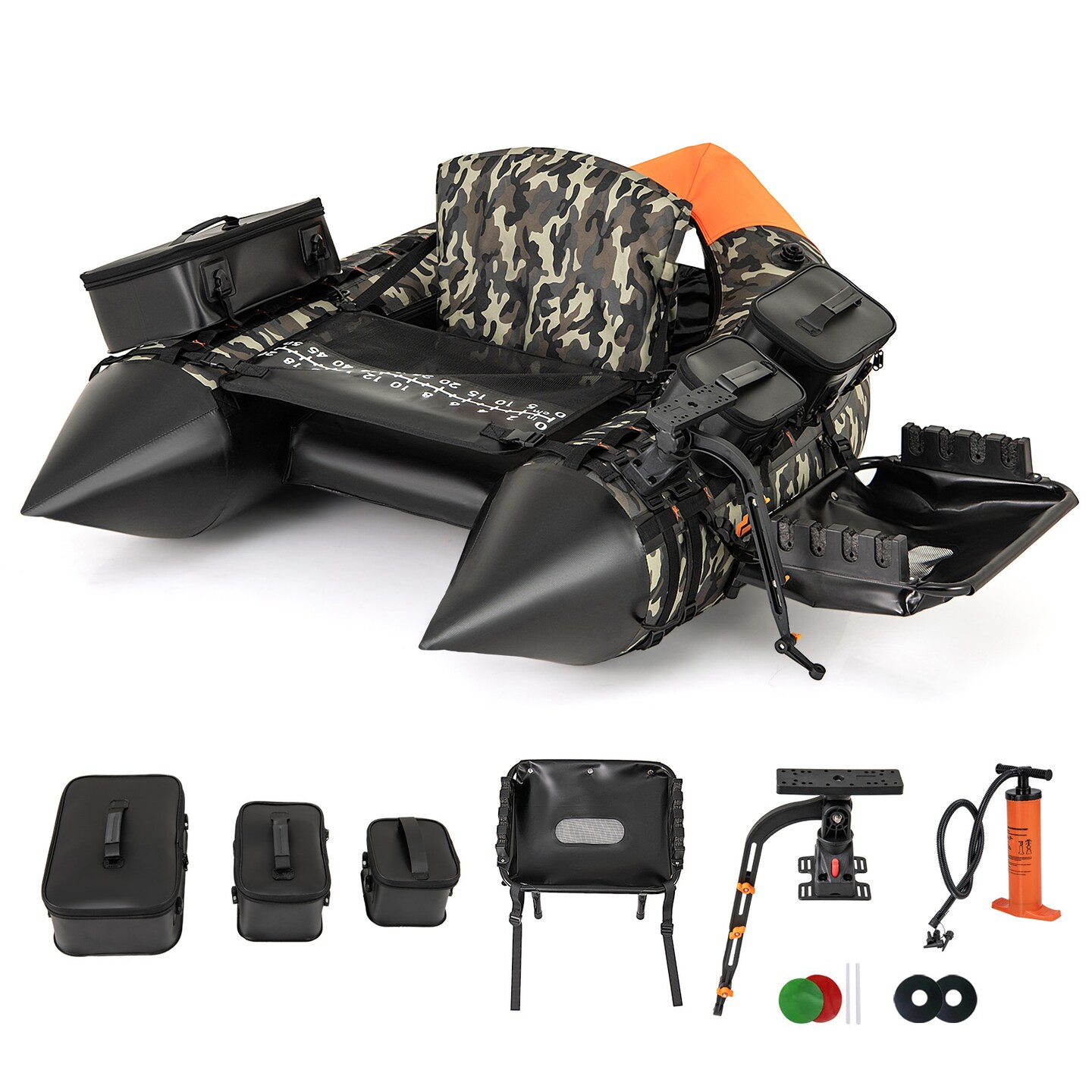 Portable Inflatable Fishing Boat with 3 Detachable Storage Boxes and Fish Finder Holder