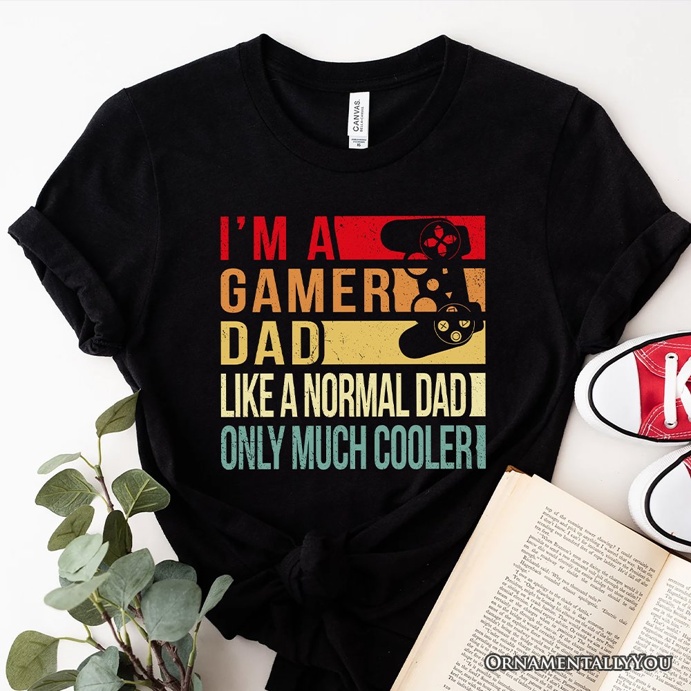 Gamer Dad Controller T-Shirt, Black Funny Tee for Cool Fathers