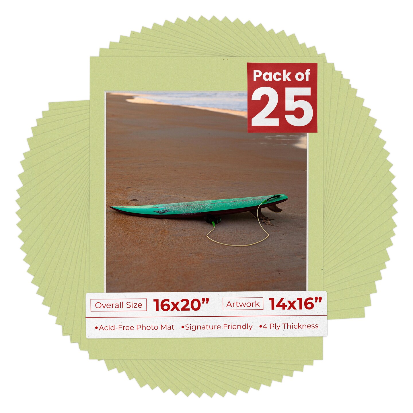 Pistachio Green Mat Board for 16x20 Frames - Fits 14x16 Photos
