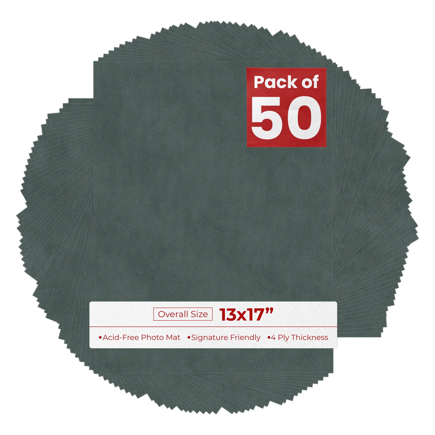 Dark Grey Suede 13x17 Uncut Mat Board - Blank Sheet, No Opening