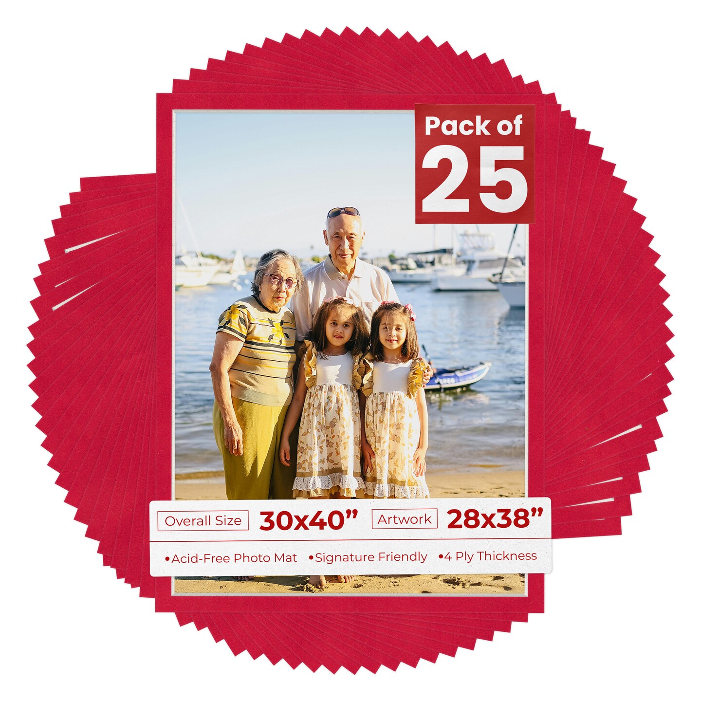 Cherry Red Suede Mat Board for 30x40 Frames - Fits 28x38 Photos, Color ...