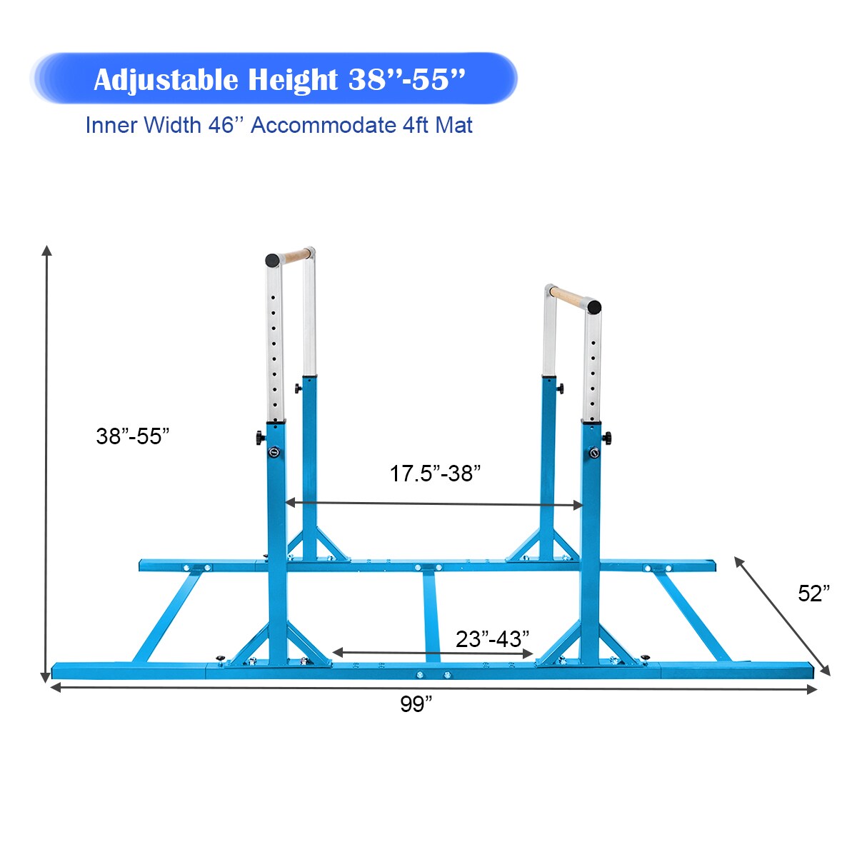 Adjustable Kids Gymnastics Parallel Bars Double Horizontal Training Steel Frame