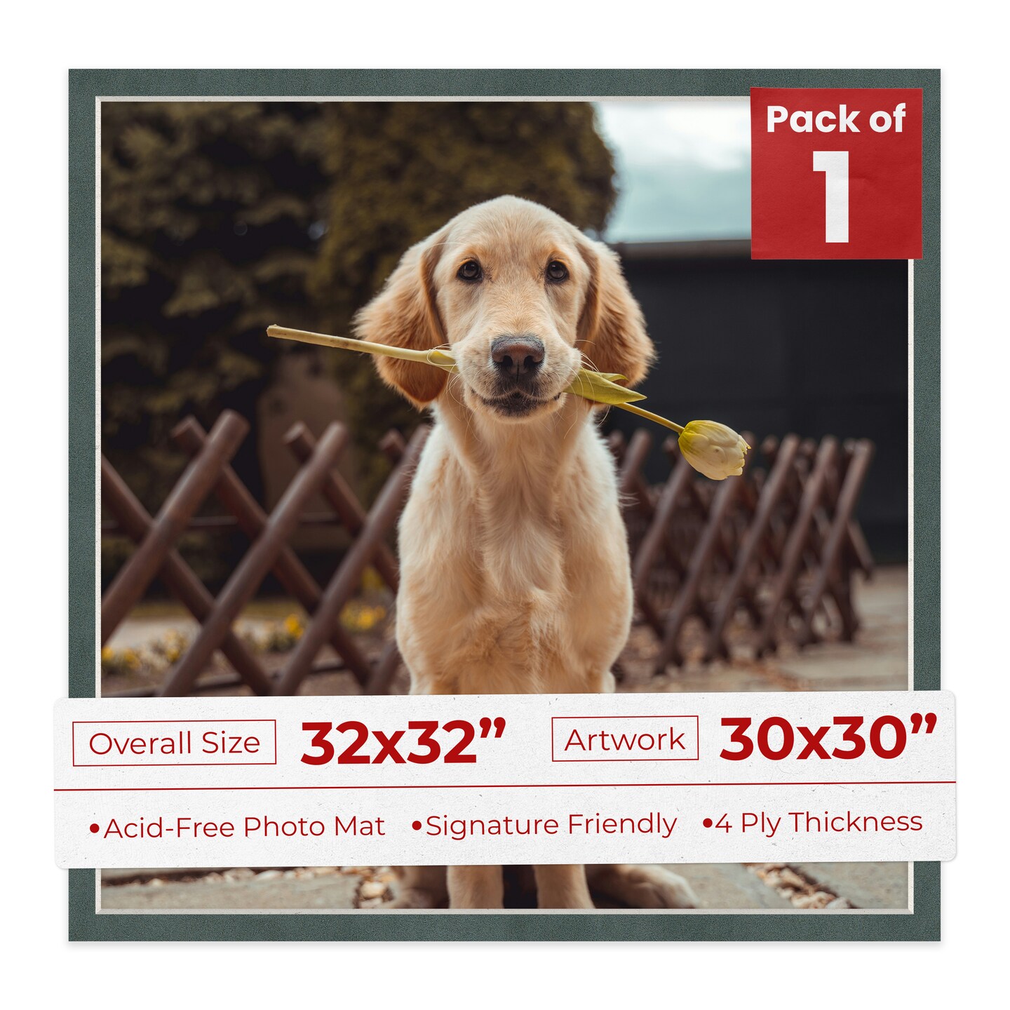 Dark Grey Suede Mat Board for 32x32 Frames - Fits 30x30 Photos