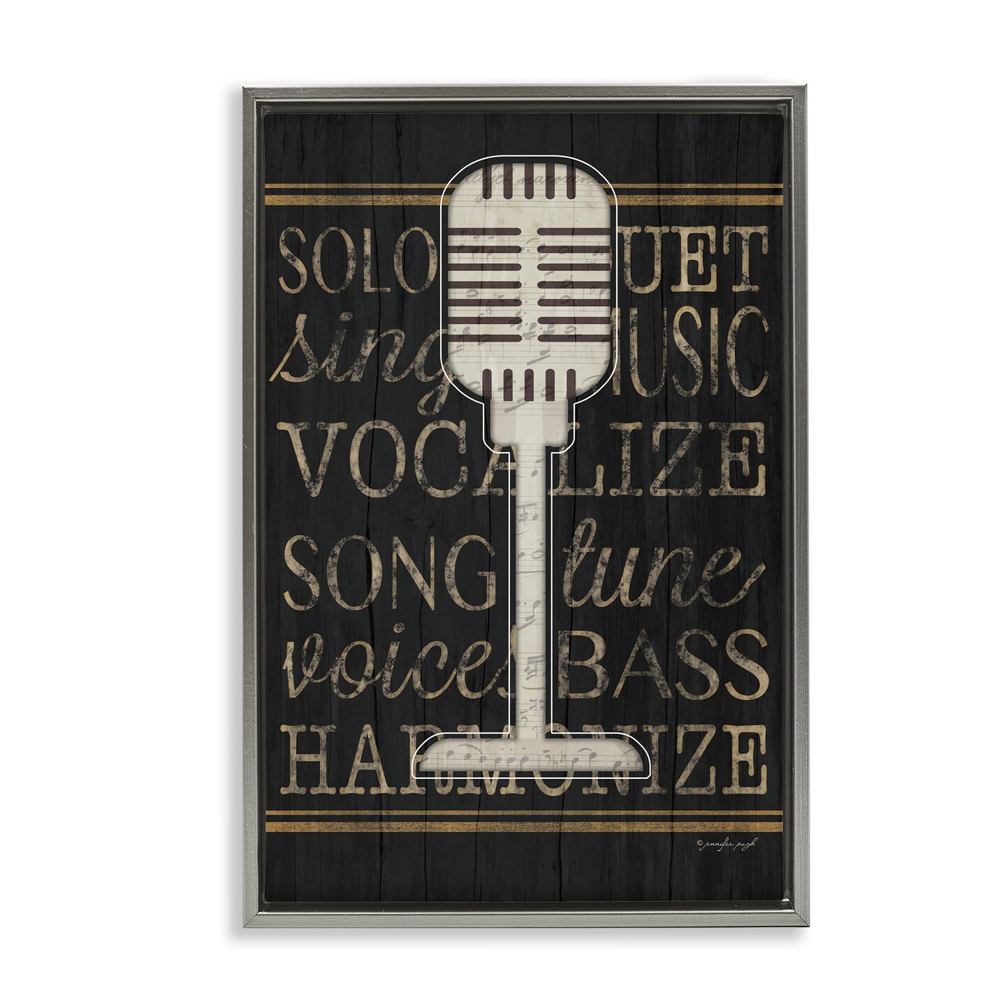 Stupell Industries Microphone Music Motif Floating Frame By Jennifer Pugh