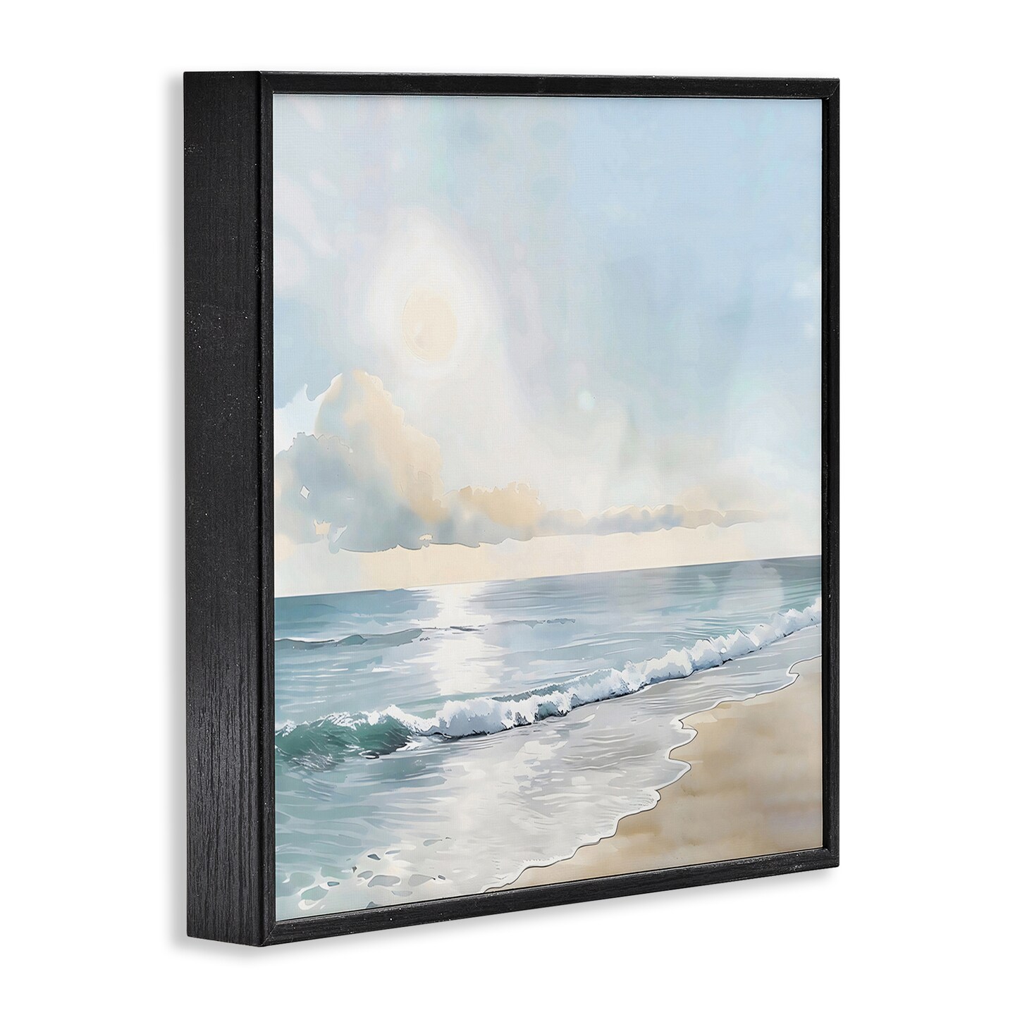 Stupell Industries Blue Seascape Beach Framed Giclee By LSR Creative Studio