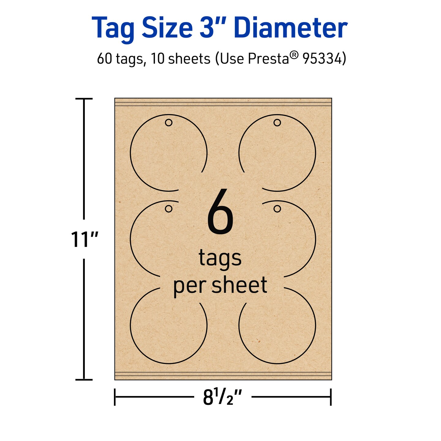 3&#x22; Diameter Round, Kraft Brown Printable Tags