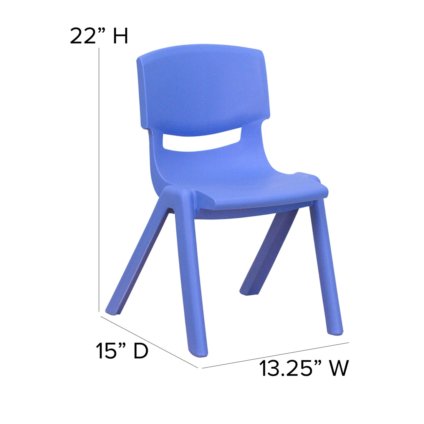 Emma and Oliver 4 Pack Plastic Stack School Chair with 12&#x22; Seat Height - Kids Chair