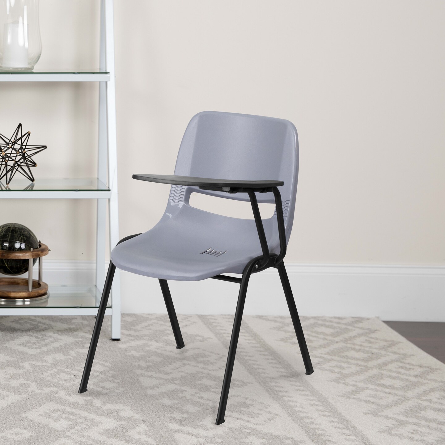 Emma and Oliver Ergonomic Shell Chair with Left Handed Flip-Up Tablet - Tablet Arm Desk