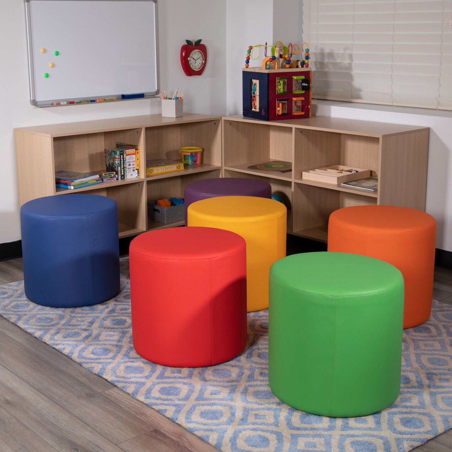 Emma and Oliver 18"H Soft Seating Flexible Circle Backless Chair for Classrooms and Common Spaces