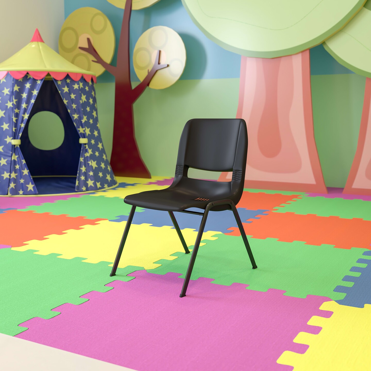 Emma and Oliver Ergonomic Kid's Shell Stack Chair - 14" Seat Daycare Home School