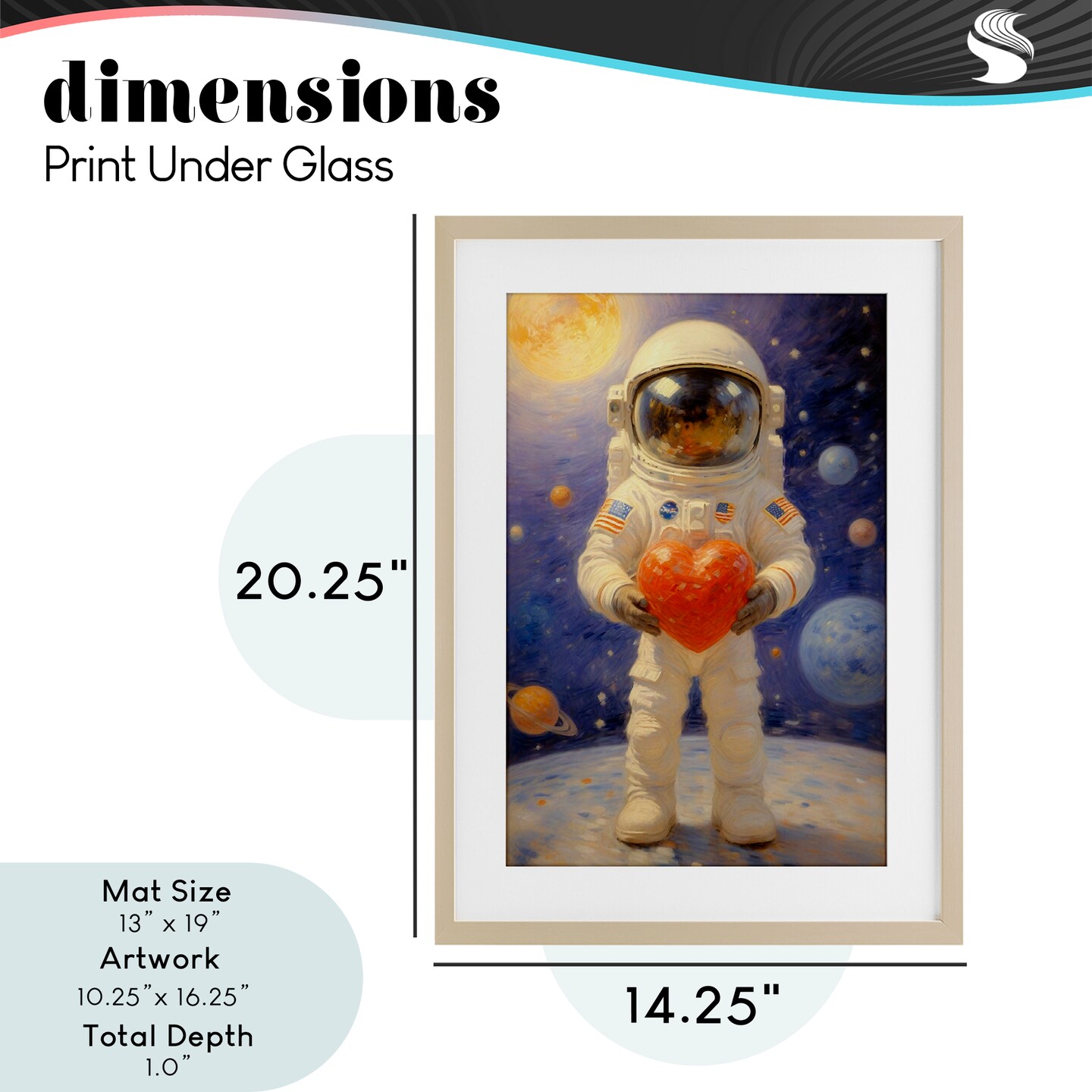 Stupell Industries Astronaut Holding Heart Framed Print Under Glass, design by Angie Hawke