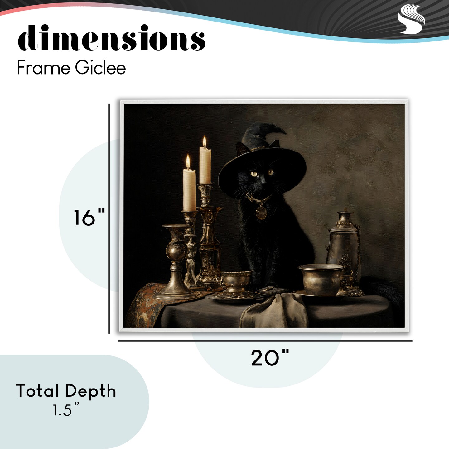 Stupell Industries Vintage Witchy Black Cat Framed Giclee, design by Arlington Prints