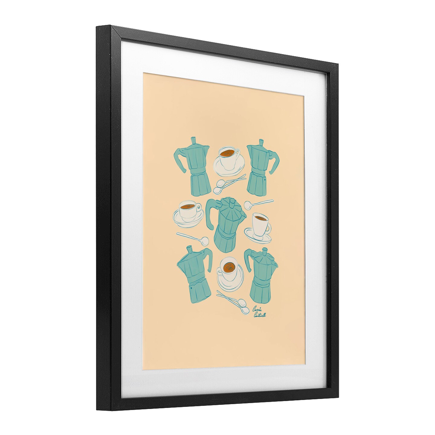 Stupell Industries Espresso & Moka Pots Framed Print Under Glass, design by Carrie Cantwell