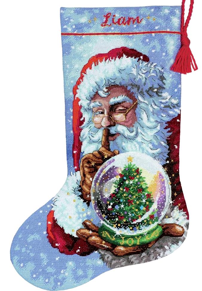 DIY Dimensions Santas Snow Globe Counted Cross Stitch Stocking Kit 08985