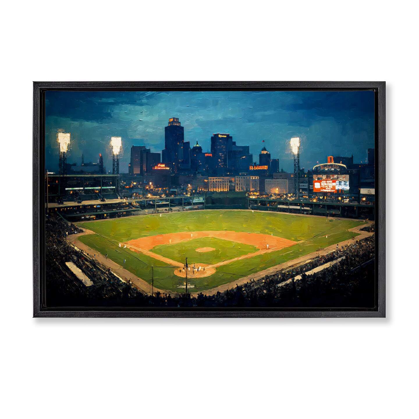 Stupell Industries Baseball Stadium at Night Floating Frame, design by Arlington Prints
