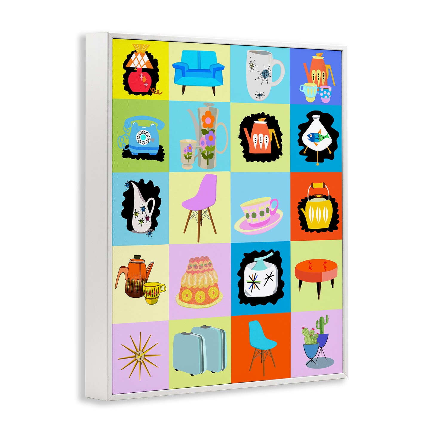 Stupell Industries Retro Vintage Vignettes Framed Giclee, design by Lynnda Rakos