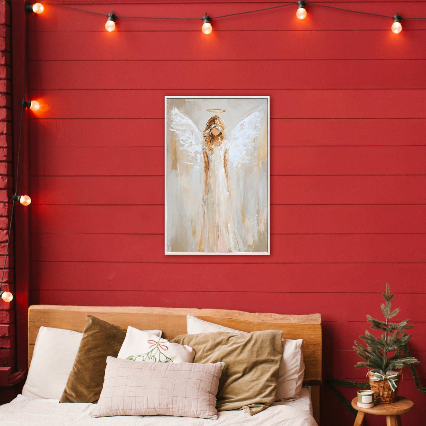 Stupell Industries Divine White Robe Angel Framed Giclee, design by Petal Prints Design