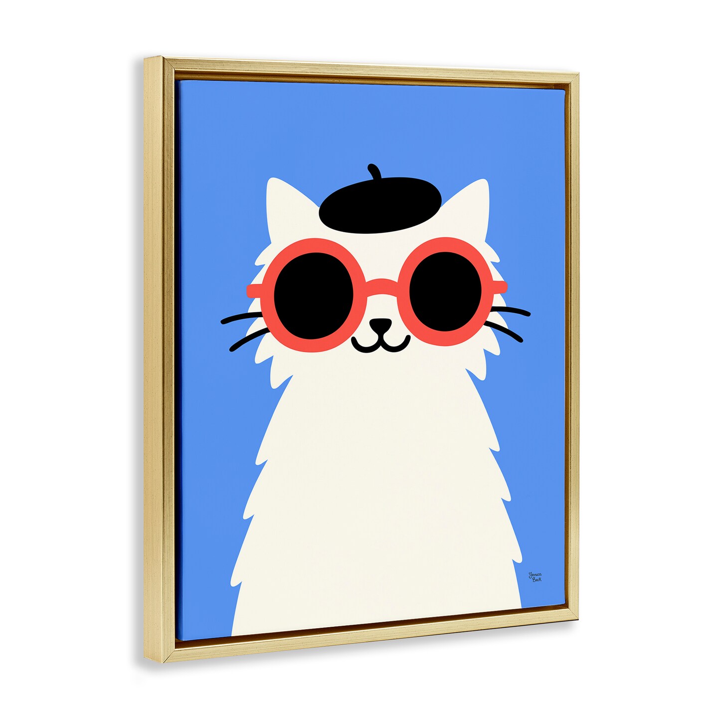 Stupell Industries Stylish French Cat Floating Frame, design by Jessica Beck