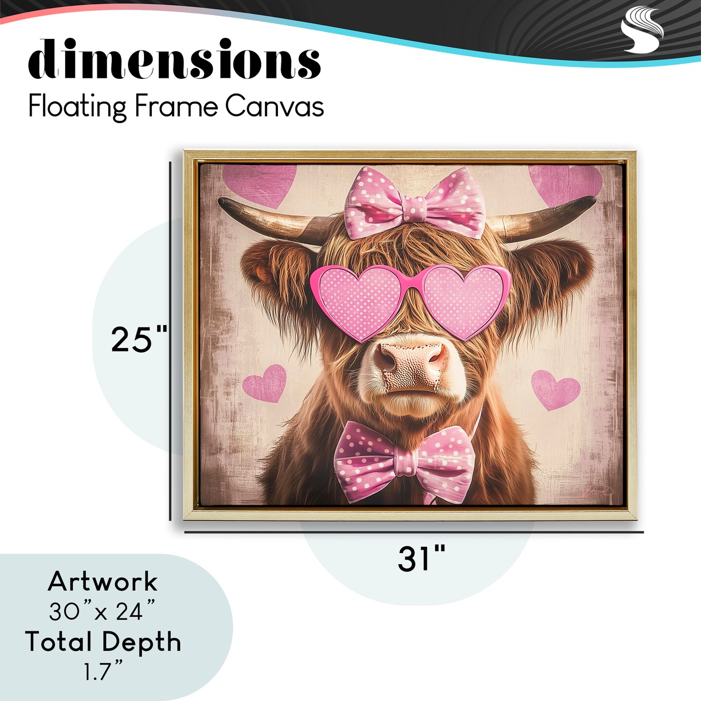 Stupell Industries Cute Cattle Pink Hearts Floating Frame, design by Shawna Stewart