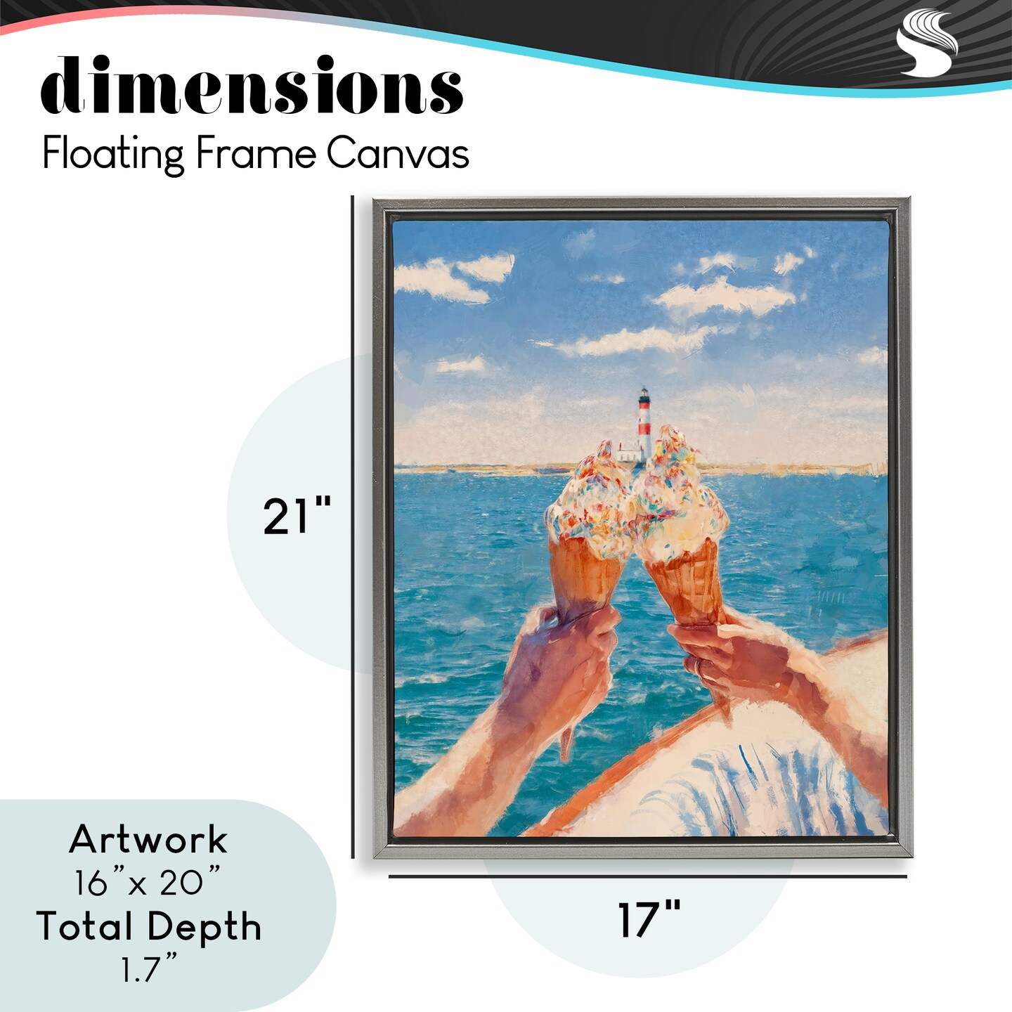 Stupell Industries Ice Cream Cheers on Boat Floating Frame, design by Ziwei Li