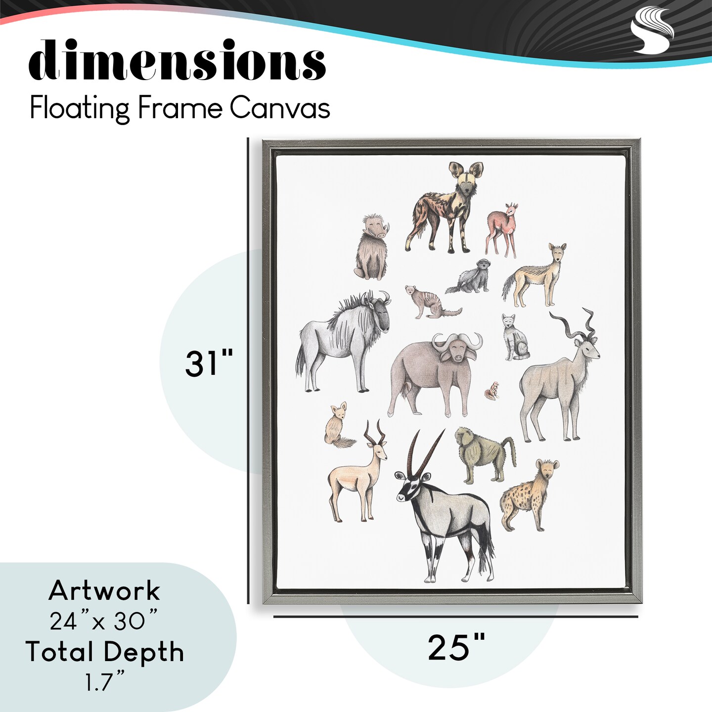 Stupell Industries Simple Africa Animals Floating Frame, design by Cecilia Battaini