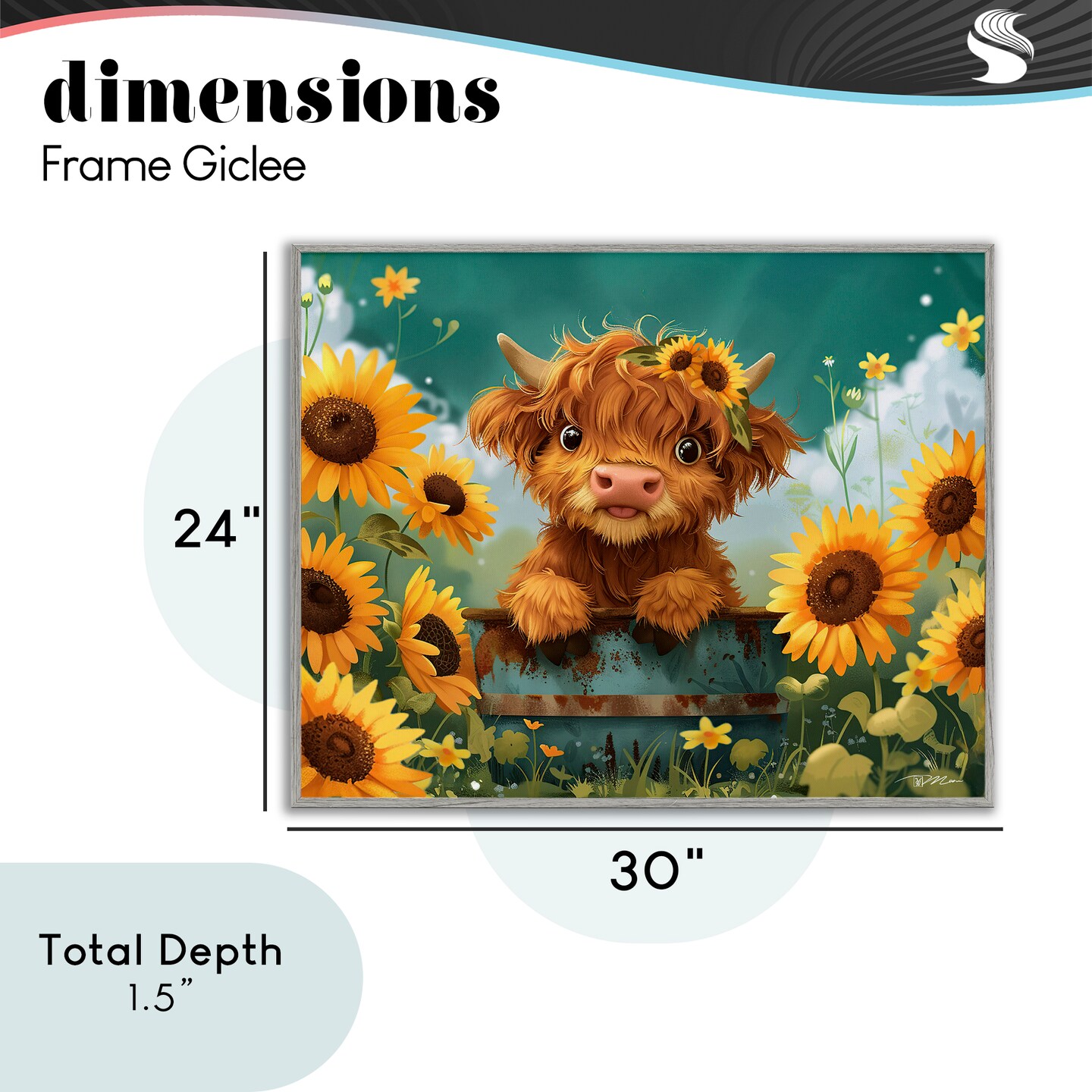 Stupell Industries Cute Happy Highland Cow Framed Giclee, design by Momart
