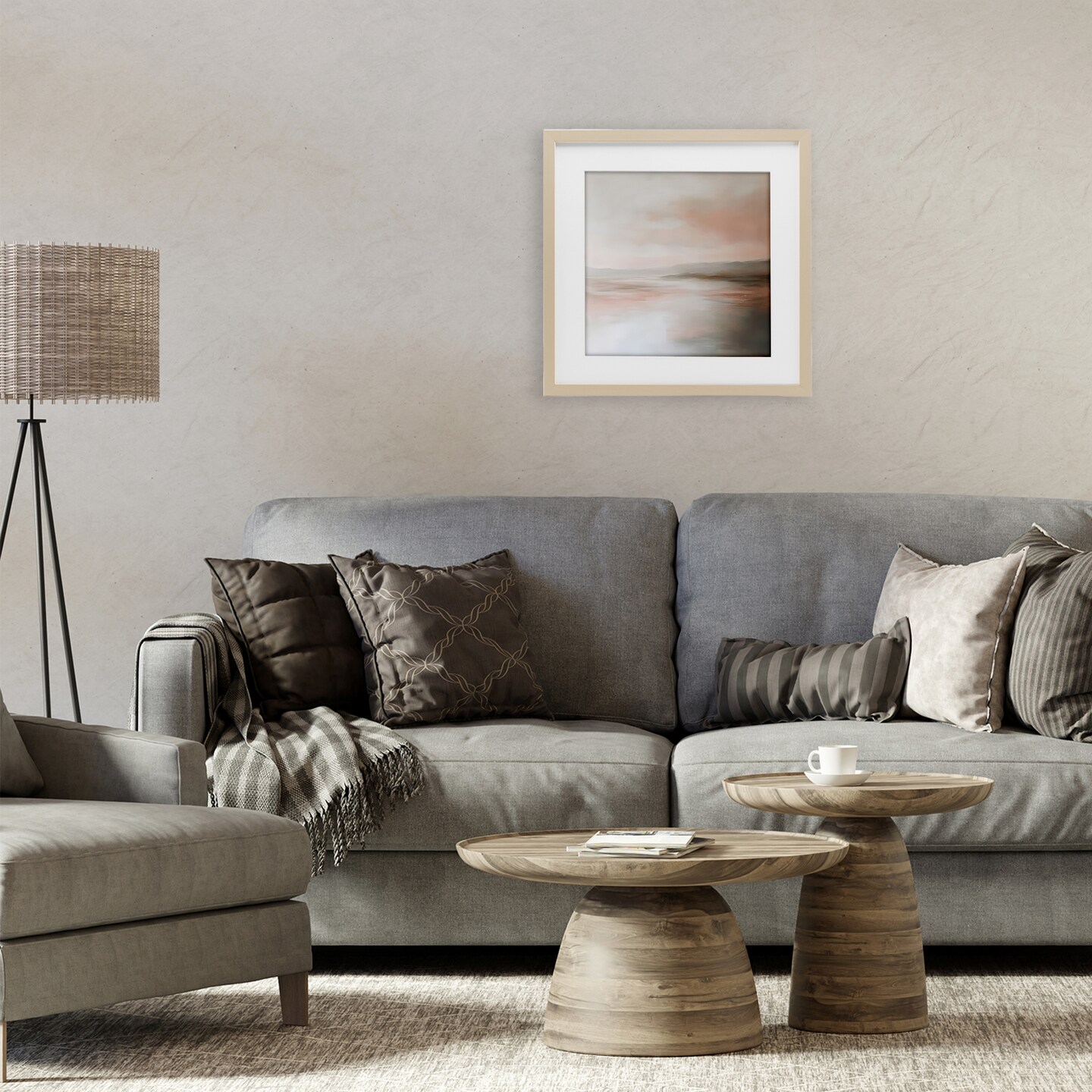 Stupell Industries Muted Landscape Abstract Coast Framed Print Under Glass, design by Petal Prints Design