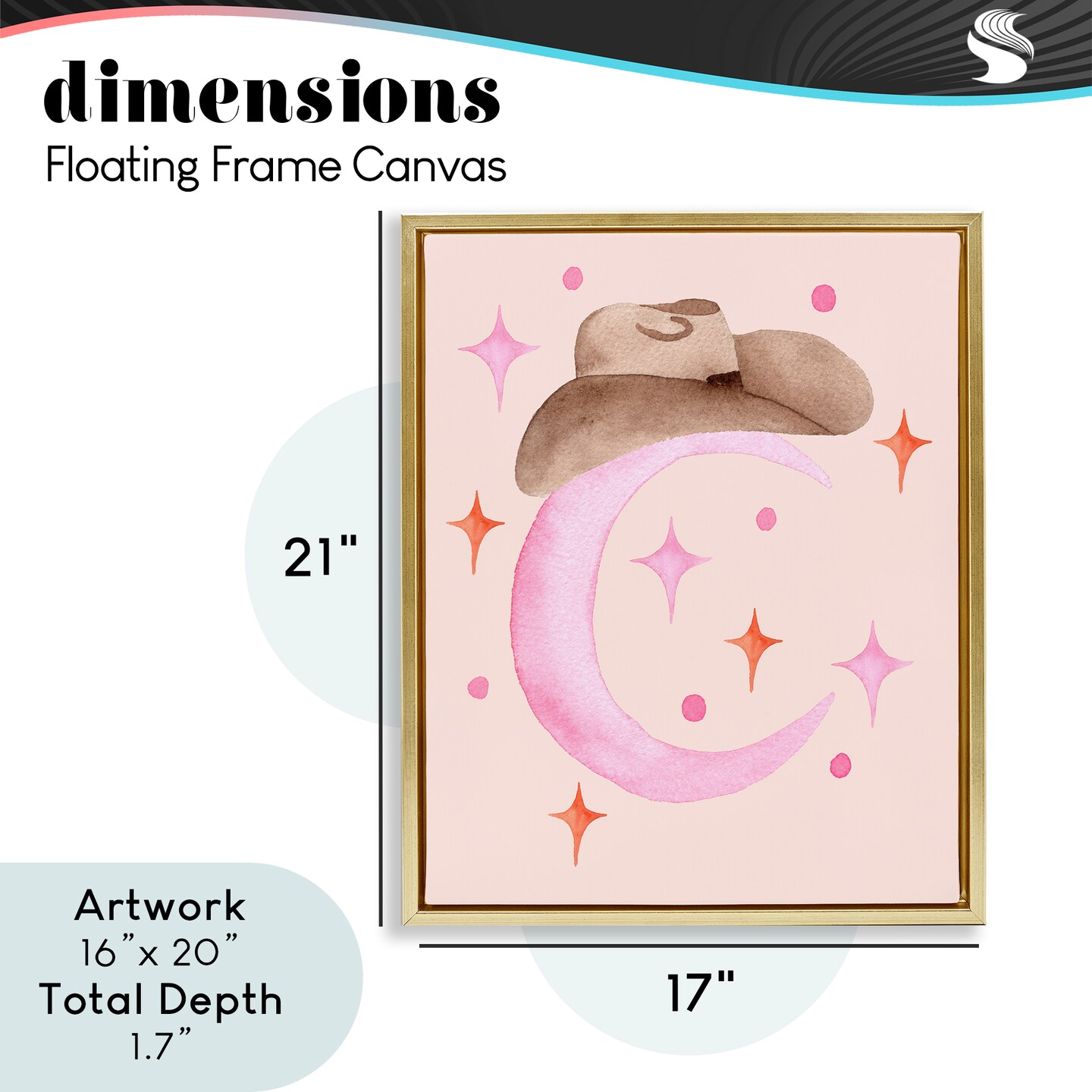 Stupell Industries Moon Cowgirl Hat Floating Frame, design by Nina Jacobs