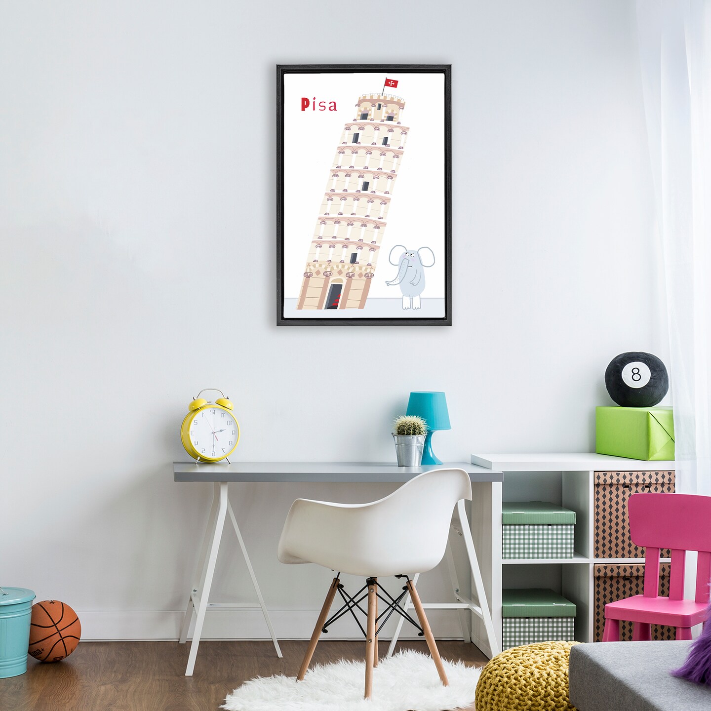 Stupell Industries Elephant & Leaning Tower Pisa Floating Frame, design by Carla Daly