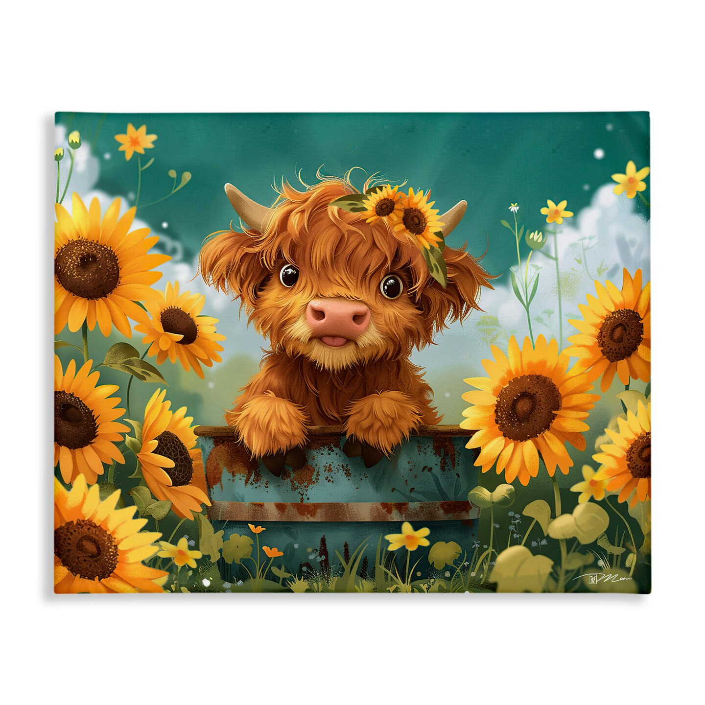 Stupell Industries Cute Happy Highland Cow Canvas, design by Momart