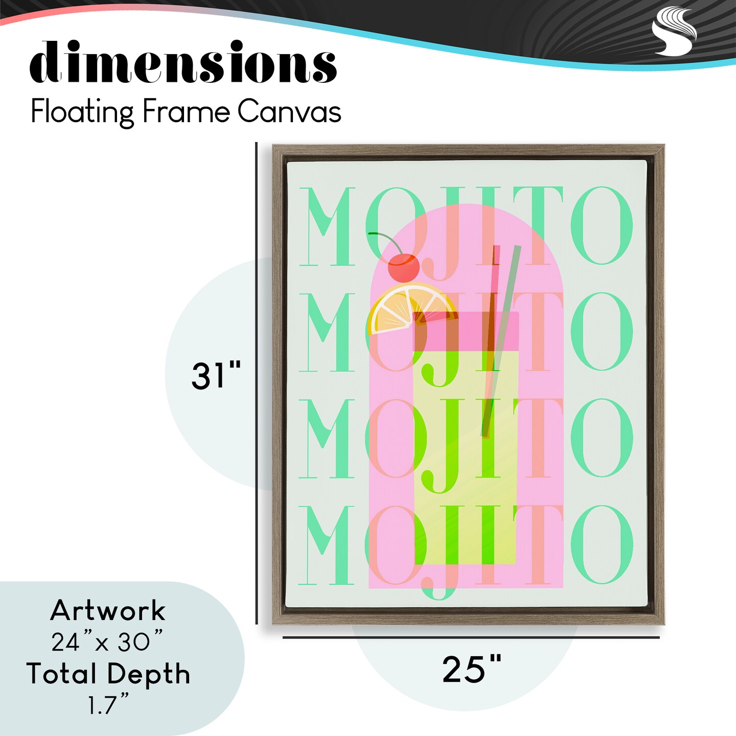 Stupell Industries Retro Pastel Mojito Floating Frame, design by Lil' Rue