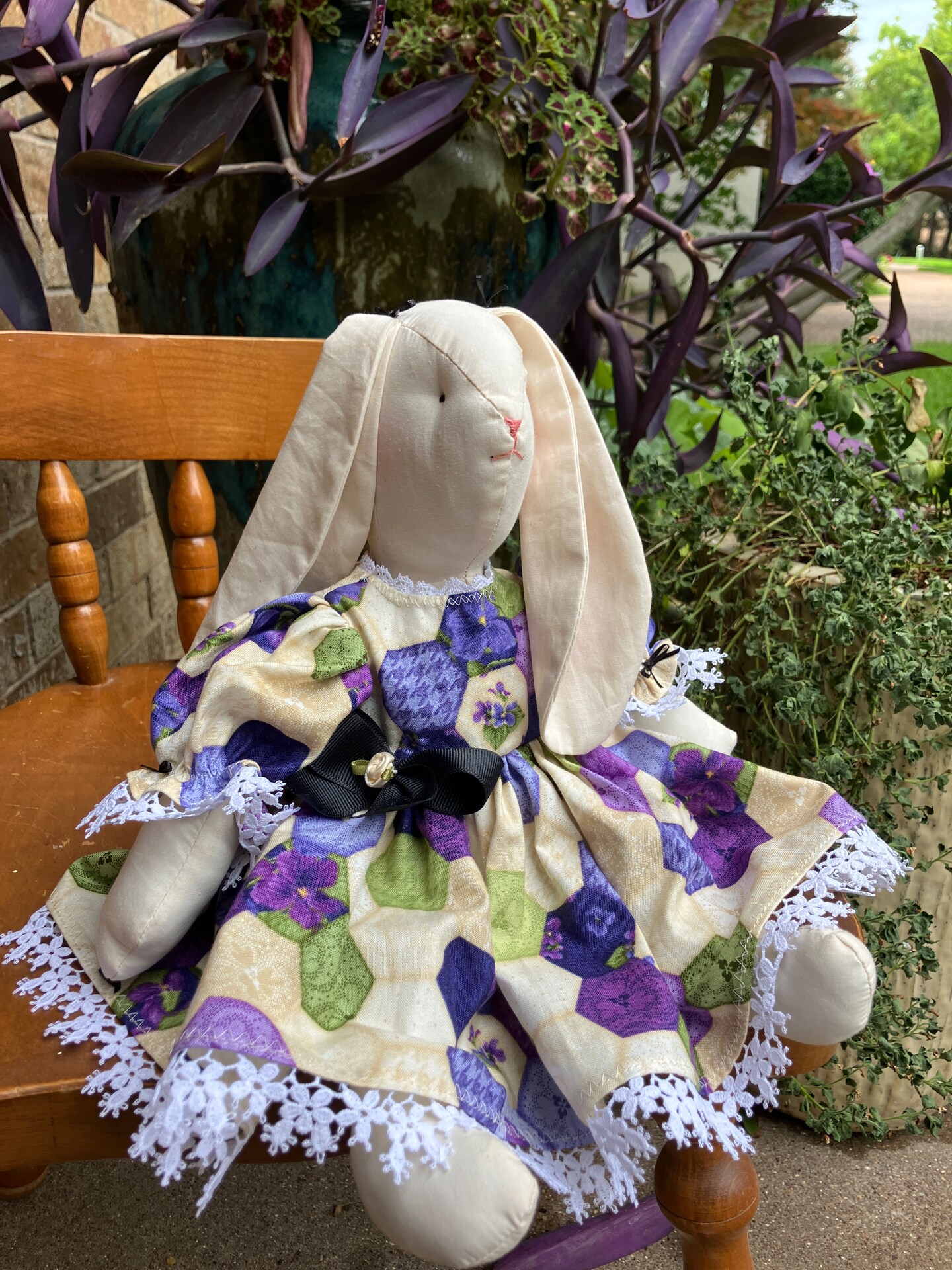 Summer Girl Bunny Cloth Doll - Child's Playtime Rabbit - Child