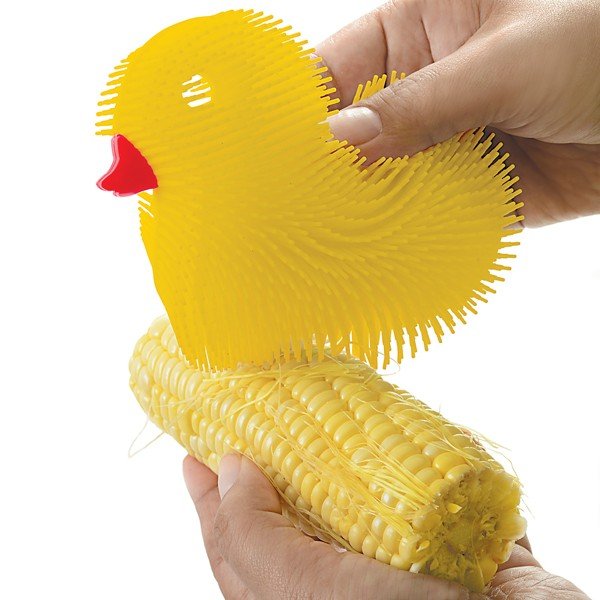 Norpro Silicone Dish Brush - Double Sided Multi Use Veggie Scrubber Pot Holder - Yellow (Duck)