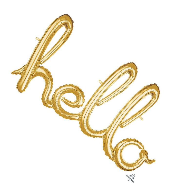 Anagram&#xAE; 39 Inch Hello Gold Script Phrase Balloon