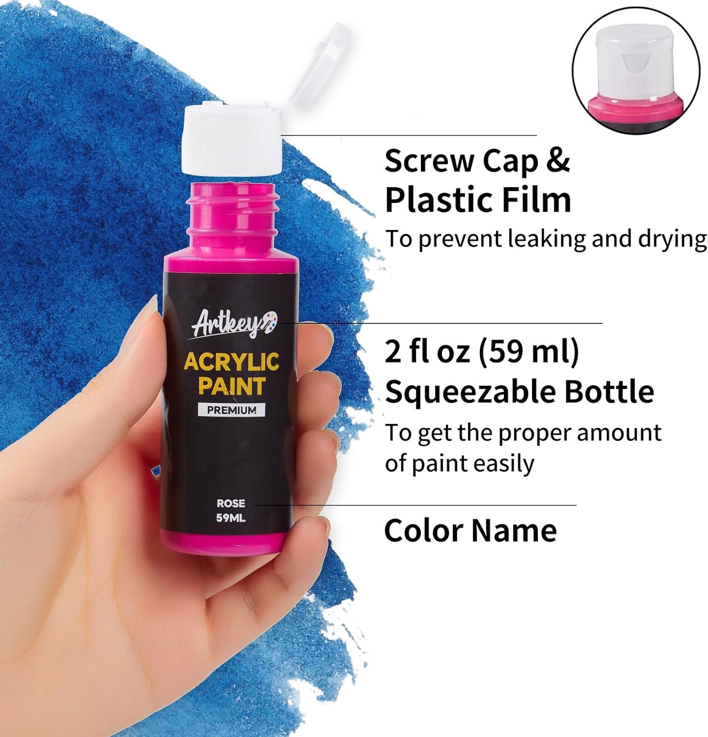 Acrylic Paint Set - 24 colors 2 oz/59 ml Acrylic Paints Professional Artists Painting Kit for Canvases Fabric Rock Leather Easter Egg Wood Ceramic Glass Art Craft Painting
