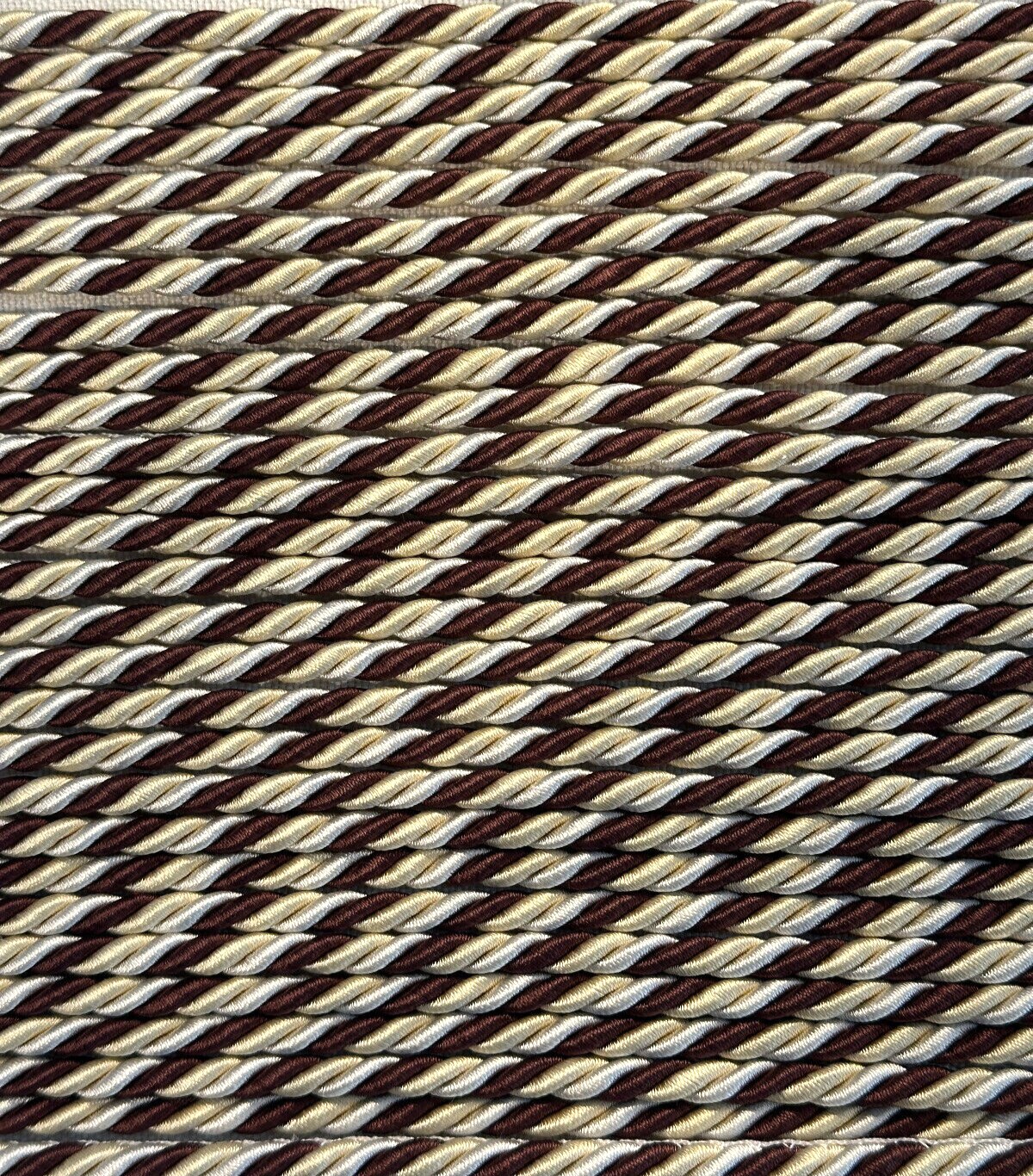 1 Yard Brown Cream Beige Mini Trim Rope with Gimp for Drapery and Upholstery 1 Centimeter Wide