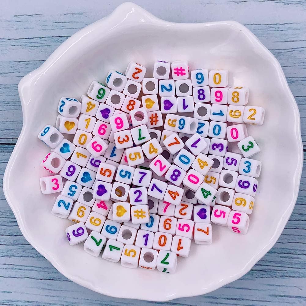 1000 Pcs Letter Beads Acrylic Cube Beads Alphabet Beads Number Beads