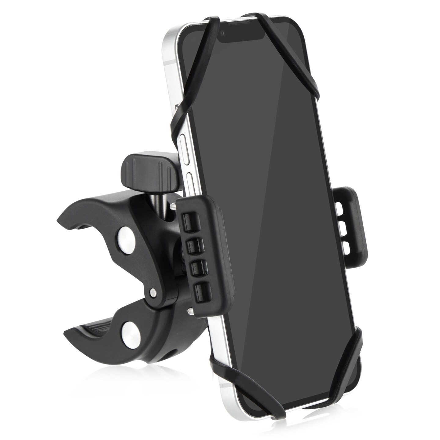 Bike Phone Holder Handlebar, Bicycle Phone Mount with 360 Degree Rotation and Corner Grip Silicone Bands