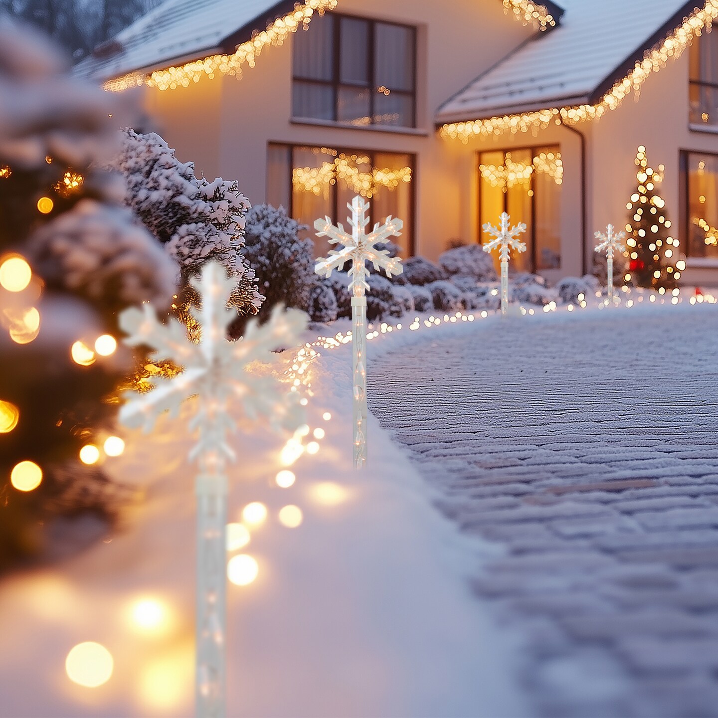 Northlight Lighted Snowflakes Christmas Outdoor Pathway Markers - 27" - Set of 4