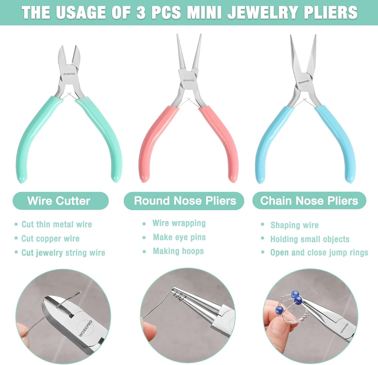 Jewelry Pliers Set, 3 Pack Jewelry Making Tool Kit